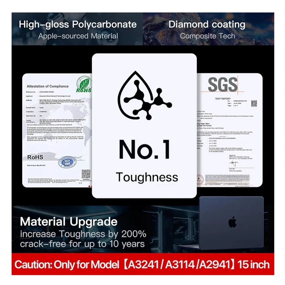 MacBook Air 15 HardShell Laptop Cover Midnight Clear